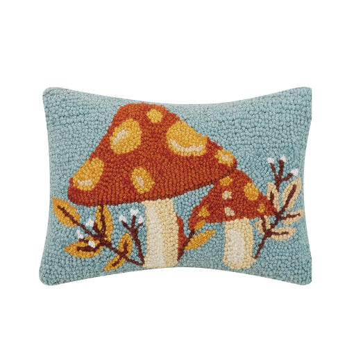 Autumn Mushroom with Leaves Hook Pillow