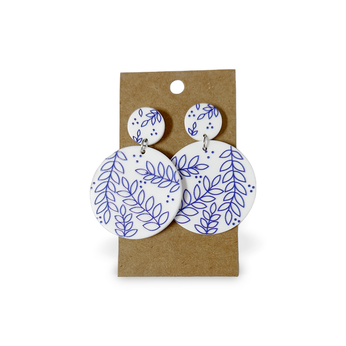 Blue and White Porcelain Pattern Earrings