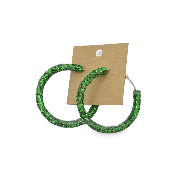 Green Hoop Earrings