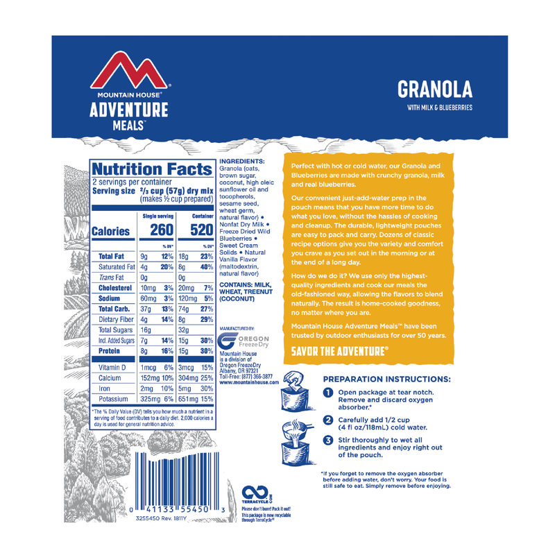 Granola with Milk and Blueberries - Pouch