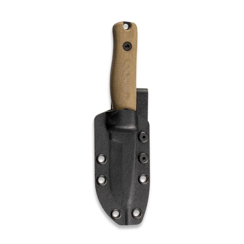 Reiff Knives F3 Fixed Blade Knife MagnaCut, Black DLC, OD Green Canvas Micarta