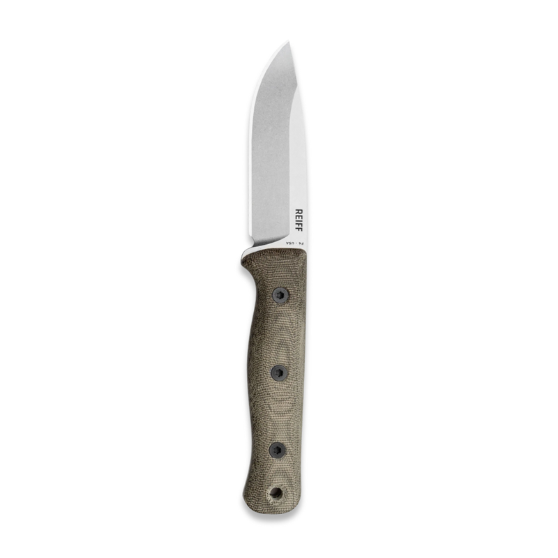 Reiff Knives F4 Knife Stonewash MagnaCut, Natural Canvas Micarta