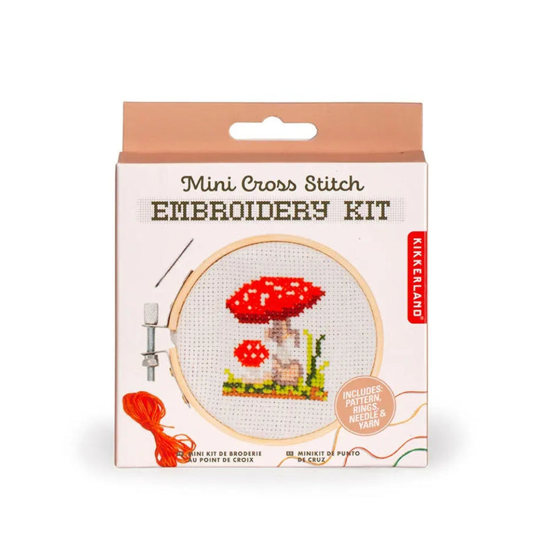 Mini Cross Stitch Embroidery Kit - Mushroom