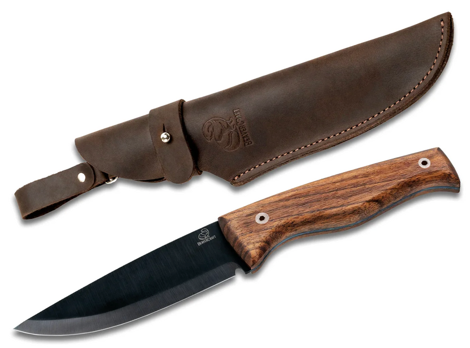 BeaverCraft - BSH3 Carbon Steel Fixed-Blade Bushcraft Knife with Walnut Handle -NightFall