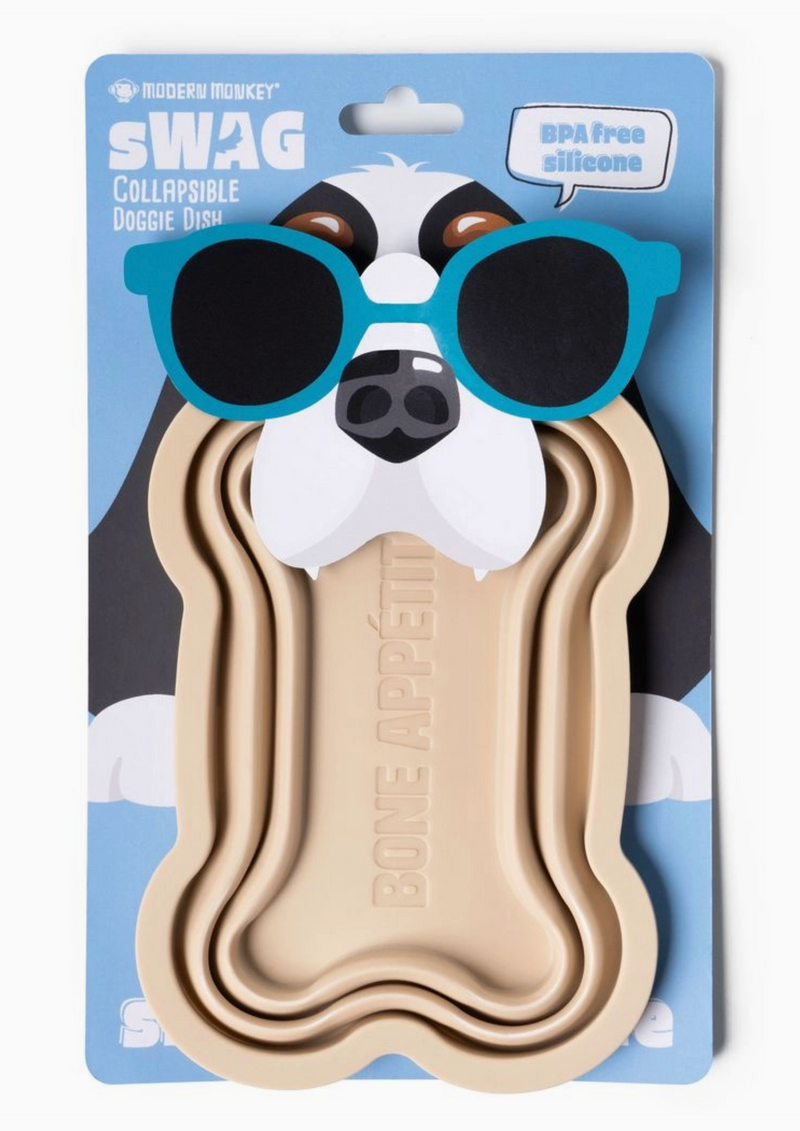 Modern Monkey Swag Collapsible Doggie Dish
