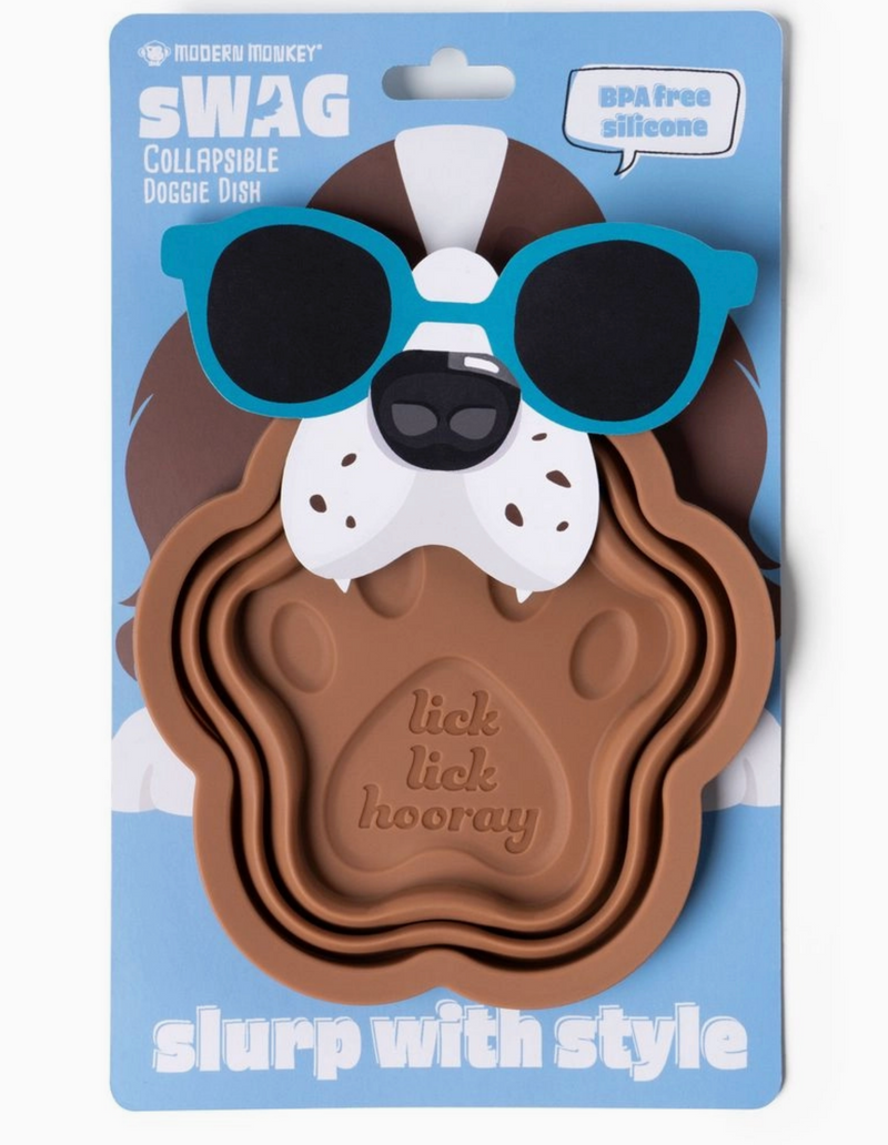 Modern Monkey Swag Collapsible Doggie Dish