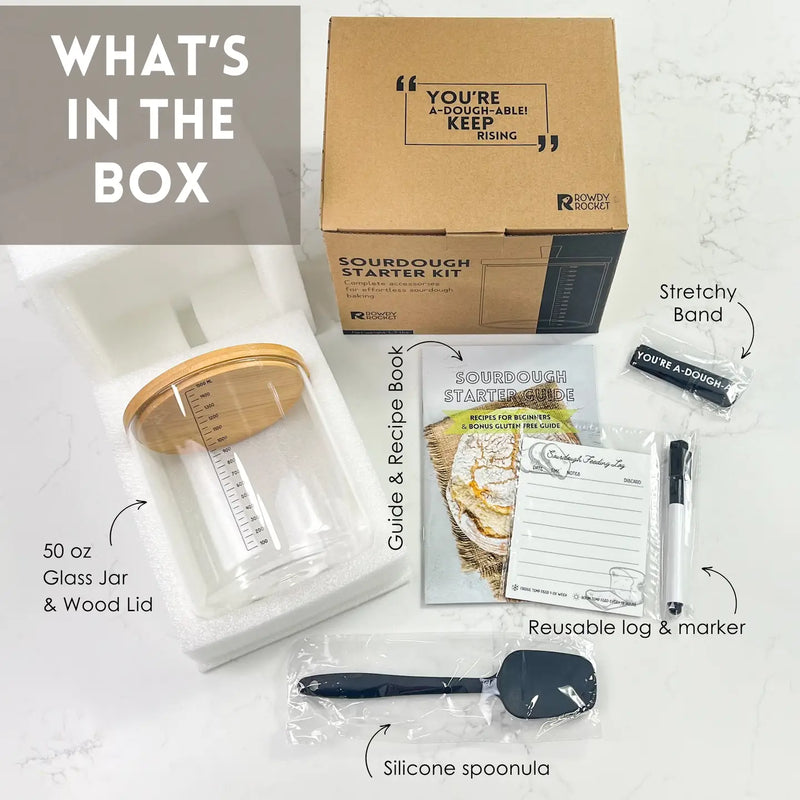 Sourdough Starter Kit with 50oz Glass Jar, Spatula & More